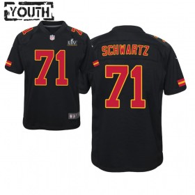 Kansas City Chiefs Tröjor Mitchell Schwartz 71 Nike Svart 2021 Super Bowl LV - Barn
